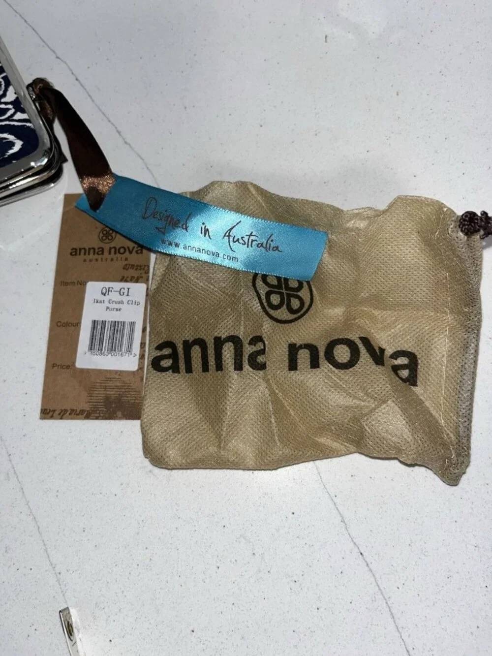 NWT Anna Nova Australia Ikat Crush Clip Purse & dustbag